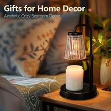 Black Aromatherapy Wax Warmer Lamp, Electric Candle Warmer With Timer And Dimmer, Scented Candle Lamp, Bedroom Aromatherapy Table Lamp, Adjustable Glass Shade + Metal Base, 2H/4H/8H Timer + Dimming, Suitable For Jar Candle Heating Diffuser, Christmas And Wedding Gift, Mother's Day Gift, Candle Holder Home Decor - EU C Type Plug(220-240V) - View 10