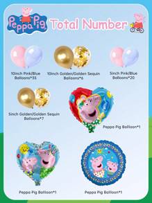 Hasbro Ensemble de 156 pièces de vaisselle et ballons Peppa Pig sous licence officielle. Comprend des assiettes, des tasses, des serviettes, des ballons, des sacs-cadeaux, des chapeaux de fête, des bannières, une nappe, des confettis et des autocollants. Décorations d'anniversaire thème rose