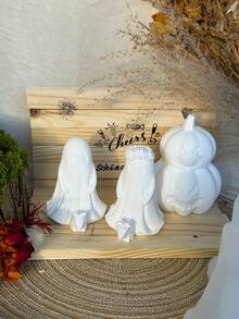 1 PIEZA Molde de silicona de fantasma para niños/niñas, molde creativo de vela de fantasma de Halloween para decoración del hogar, regalo, ornamentos, molde de yeso para manualidades, molde de fundición de resina epoxi - Blanco - Ver 7