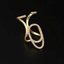 3件套微镶嵌锆石指甲戒指，创意戒指套装 - 金色 - 查看 4