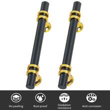 2 tay nắm tủ màu đen và vàng, tay nắm cửa hiện đại, núm tủ đồ nội thất hình chữ T, tay nắm ngăn kéo bằng thép không gỉ, tay nắm tủ, ngăn kéo tủ quần áo - màu đen - Xem 3