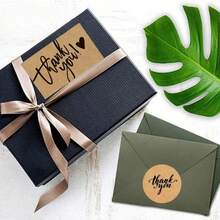 550 Pcs Thank You Cards And Stickers Set, 50 Business Cards And 500 Small Business Support Sticker Labels, Kraft Brown - Brown - View 3