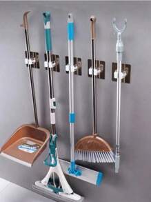 Punch-Free Wall-Mounted Strong Mop Hook, Multifunctional Strong Storage Clip For Bathroom Tools, Maximum Load-Bearing 3000g/6.6 Lb, Mop Clip, Mop Rack, Convenient Bathroom Accessories, Cleaning Accessories, Suitable For Placing Mop Brooms And Cleaning Tools(Random Color)