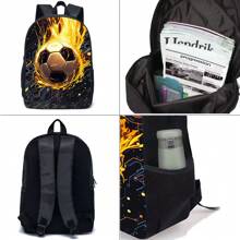 3pcs Football Themed Backpack Set With Lunch Box & Pencil Case&Storage Bag - Durable Polyester, Lightweight, Fashionable Mixed Colors