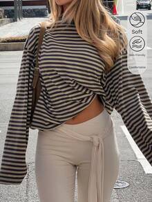 Women's Long Sleeve Shirts Casual Crew Neck Basic Fall Tops Loose Fit Comfy