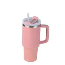 Tasse isotherme de 40 oz (1200 ml) avec poignée, bouteille d'eau sous vide, tasse à eau thermique avec couvercle, paille, en acier inoxydable pour boissons chaudes et froides, tasse à café portable grande taille pour café chaud et froid