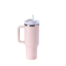 Tasse isotherme de 40 oz (1200 ml) avec poignée, bouteille d'eau sous vide, tasse à eau thermique avec couvercle, paille, en acier inoxydable pour boissons chaudes et froides, tasse à café portable grande taille pour café chaud et froid