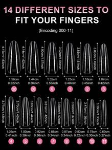 140pcs/Box Gel Nail Tips Kit, Pre-Formed False Nails For Gel Polishing, Soak-Off Easy Nail Extension Acrylic Fake Nail Tips, Crystal Nail Mold Without Paper Form For Quick Uv/Led Extension, Dual-Ended Nail Extension Tool Press On Nails Nail Supplies