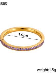 1pc BirthStone Ring 12 Month Color Zirconia Inlaid Rings For Women Stainless Steel PVD Plated Gold Color Engagement Wedding Jewelry - Ring - View 7