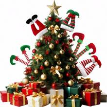 1pc Christmas Elf Leg Branch Inserts, Christmas Tree Ornament Decorations, Santa Claus And Christmas Elf Figurine Leg Car Charms Christmas Tree Decoration Christmas Party Supplies