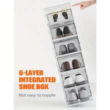 6 pisos Cajas para Zapatos de Plástico Transparente Apilables, Organizador de Zapatos para Armario, Contenedores Modulares para Almacenaje de Zapatos, Blanco almacenamiento de zapatos de plástico - Blanco - Ver 10