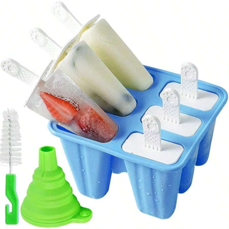 Moldes para paletas de 6 piezas de silicona para paletas de hielo, modelos de paletas reutilizables fáciles de soltar, color azul oscuro - Azuloscuro - Ver 1