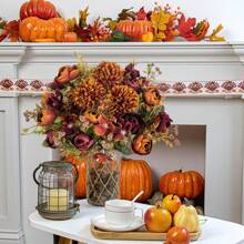 1PC Artificial Flowers Silk Tea Roses Bouquet Chrysanthemum Plastics Plants Bridal Bouquet Valentine's Day Fake Plants Wedding Decoration DIY Wreath Material, Bride Holding Wrist Flower Decoration Accessories, Wedding Car Decoration, Lintel Arch Decoration, Home, Dining Room, Bedroom, Vase Decoration, Birthday Party Decoration Materials New Year Gifts