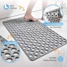 1pc Bathroom Mat With Suction Cup, Shower Blanket, Shower Mat With Circular Hole Design, Bathroom Massage Ring, Quick Drainage, Suitable For Shower Rooms, Bathroom Decor,Hotel Bathrooms, Toilets, Bathtubs, Bathroom Accessories,Halloween Gifts - Grey - View 3