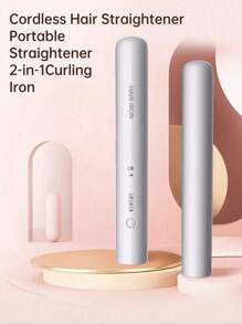 Cordless Mini Straightener And Curler, Suitable For People With Bangs And Soft Hair, USB Rechargeable Hair Tools, Can Used Continuously About 30 Minutes, Fast Heating, 3 Temperature Settings, Suitable For Home, Travel, Salon Use, Great Gift