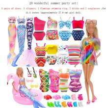 Suitable For 11.5-Inch Doll Set Of 24 Accessories: 5 Swimsuits, 4 Glasses, 10 Shoes, 2 Swim Rings, 1 Hat, 2 Random Beverage Cups (Excluding Dolls And Children's Gifts), Doll House Furniture - Multicolor - View 14