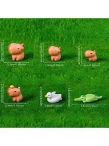 6 قطع تماثيل صغيرة جميلة لحيوان الكابيبارا، زخارف مناظر طبيعية مصغرة، ديكور مكتبي للسيارة مثالي لتزيين الغرف والمناظر الطبيعية المصغرة وحدائق الفراشات والطاولات والأحواض الزجاجية وغيرها