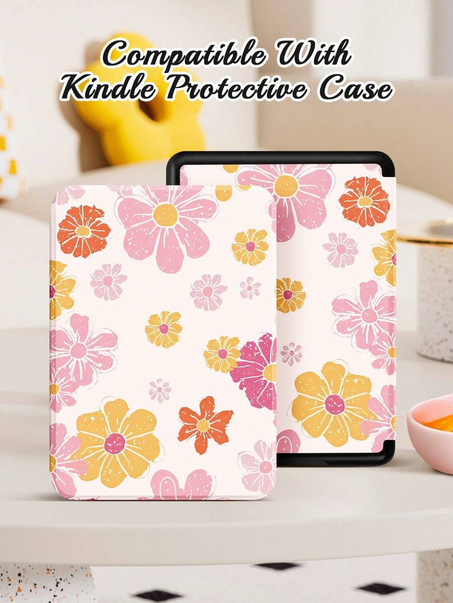 One Piece Kindle Case With Floral Pattern, Fits Kindle Paperwhite (12th Gen) Version 2024, Kindle (11th Gen) Version 2021, Kindle (11th Gen) Version 2022, Kindle (10th Gen) Version 2019, Supports Auto Wake/Sleep, Drop-Proof On All Four Corners, Convenient And Lightweight, Cute Gifts