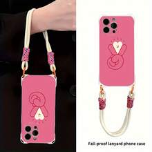 Funda para teléfono 1 pieza Una elegante correa para el hombro tipo bandolera, patrón Correa para el hombro tipo bandolera Correa de mano anticaída de cuatro esquinas Funda protectora para teléfono móvil Puede colgarse hacia atrás Funda para teléfono móvil suave adecuada para la serie 12 13 14 15 16 Pro Pro Plus - - Colores mixtos 1 - Ver 2