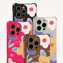 Funda para teléfono 1 pieza. Las cuatro esquinas del diseño de patrón floral se pueden utilizar para colgar el teléfono. Es Adecuado El TPU Impreso Suave De 14 Pro 16 15 Plus 13 12 - Colores mixtos 3 - Ver 6