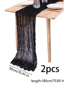 1pc Party Decoration Table Centerpiece Banner, Bohemian Style Creative Wedding Dining Table Arch With Balinese Chiffon Ruffled Tablecloth For Home Furniture Decoration