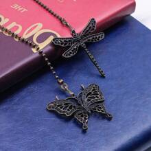 1 Set Ceiling Fan Pull Chain Ornaments Extension,12 Inches Lighting And Fan Beaded Ball Fan Pull Chain Extender With Connector, Dragonfly And Butterfly Ceiling Fan Pull Chain - Bronze - View 3