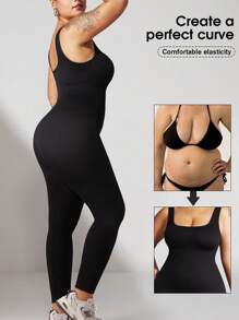 1 pieza Mameluco de mujer con cinturilla sin costuras y incorporado, talla grande