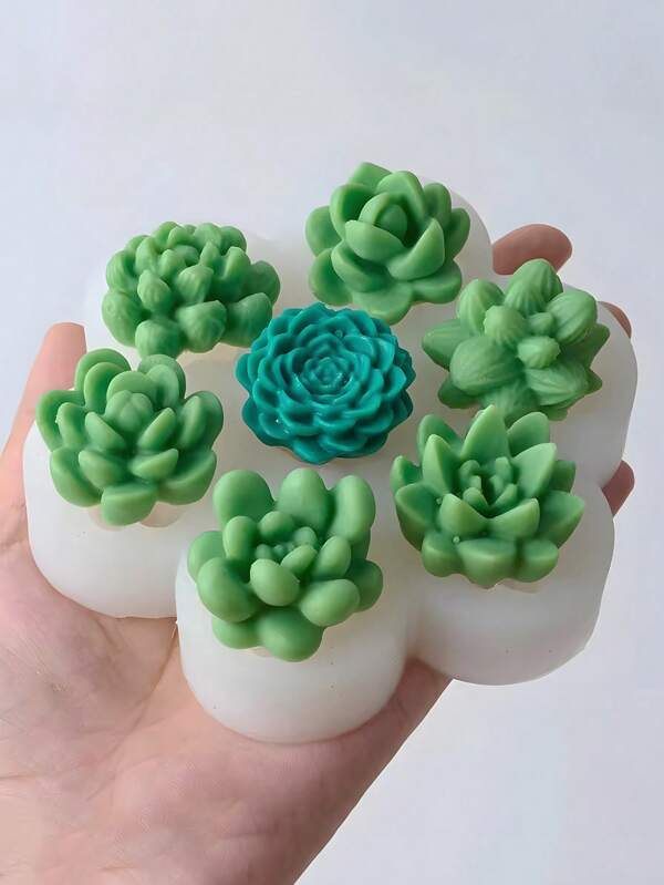 Silicone Mold Set Suitable For DIY Handicrafts, 7-In-1 Succulent Plant Flowers And Mixed Shapes, Candle Soap Gypsum Aromatherapy Stone Resin Mold Set