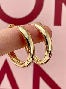 18K 镀金防过敏不锈钢环状耳环 - 光滑抛光表面，防褪色，舒适百搭，适合日常佩戴或派对，是送给女性的优雅礼物 - 彩色 - 查看 5