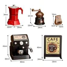 Escena en miniatura 1:12 para casa de muñecas con licuadora en miniatura, máquina de café y juego de alimentos de bolsillo