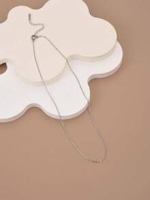 1pc Minimalist Stainless Steel Necklace Chain For Women, Versatile Pendant Necklace, Lip Chain, Cross Chain, Gold Chain, Silver Chain, Valentine's Day Gift, Gift For Friends - Pendant Chain - View 5