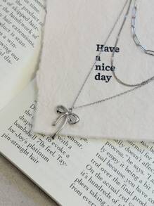 Luxurious Sweet Rhinestone Bowknot Faux Pearl Necklace, Dainty Delicate Collar Necklace Accessory For Women
