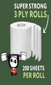 The Cheeky Panda Bamboo Toilet Paper | 4 Rolls With 200 Soft Sheets Each | Strong 3 -Ply Bamboo Tissue Paper | Plastic Free Packaging - 4 Count (Pack of 1) - 查看 5