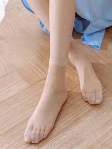 5双透明踝袜，薄款尼龙透明踝袜，女士短款连衣裙长袜