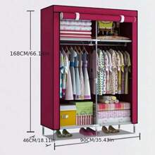 Armario a prueba de polvo de múltiples colores y estilo sencillo para el hogar, dormitorio y alquiler, de ensamblaje resistente, armario de tela sencillo, organizador de almacenamiento y ropa premium, armario de tela grande. 1 pieza Armario doble grande reforzado con marco de metal y tubos de acero engrosados - Fácil de montar, amplio almacenamiento para el hogar y propiedades de alquiler, armarios portátiles