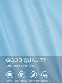 Runcati Mens Guayabera Linen Shirts Long Sleeve Button Down Casual Summer Beach Shirt Tops - Màu xanh da trời - Xem 6