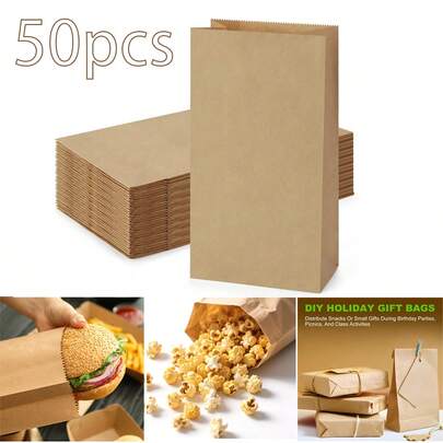 50/10 件纸三明治袋牛皮纸棕色，食品包装牛皮纸，礼品包装纸 Baable & Compos 级未漂白牛皮纸适用于烘焙、点心、小吃、三明治