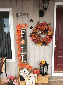 12pcs Bright Autumn Maple Leaf Wreath Vines, Very Suitable For Harvest Season Thanksgiving And Halloween Decorations, Multi-Functional Indoor And Outdoor Decorative Wreaths Simulated Maple Leaf Vines, Wedding Photo Scene Props, Birthday Party Holiday Decorations, Family Autumn Decoration, Room Decor, Home Decor