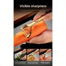New Stainless Steel Thickened Potato Fruit Peeler, For Kitchen, Removing Skin Of Vegetables And Fruits - Golden flat blade (420 blade) - View 2