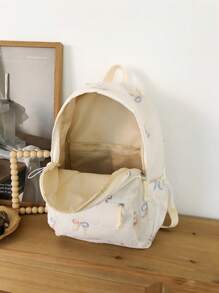 Mochila de gran capacidad con decoración de lazo de color de moda para el campus escolar de mujeres