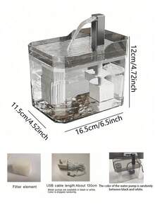 1.5升自动宠物饮水机，带水泵，低水位自动断电，宠物用品，净水过滤，静音运行。防干烧，自循环饮水机，保持水源清洁，适用于猫狗。自动过滤猫咪饮水机，USB供电透明猫咪饮水器，循环过滤饮水机，带静音水泵，适用于猫咪和小型犬。 - 彩色 - 查看 10