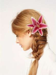 4 Stück Lilien Blumen Haarclips, Hawaii Blumen Haarclips für Frauen, Plumeria Hibiskus Haarclips, Rose Haarspangen, künstliche Blumen Clips, Haaraccessoires für Urlaub, Strandparty, Boho Clips für Mädchen, Haarklammern, Haarspangen