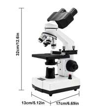 Microscopio biológico óptico compuesto binocular, con 4 objetivos actualizados, aumento de 40X-2500X, luces LED superior e inferior actualizadas, incluye oculares de campo amplio y paquete de regalo de observación, microscopio binocular con base de metal para experimentos