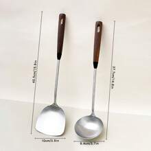 1 Stück 304 Edelstahl Bratspatel mit Holzgriff, hitzebeständiger Suppenkelle mit langem Griff, antihaftbeschichtetes Kochutensil, geeignet für Zuhause, Restaurant, Chefkoch, Backen, Rühren, multifunktionales Küchengerät