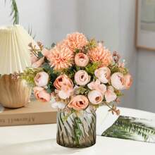 1PC 人造花丝绸茶玫瑰花束菊花塑料植物新娘花束情人节假植物婚礼装饰 DIY 花环材料，新娘手捧花装饰配件，婚车装饰，门楣拱门装饰，家居，餐厅，卧室，花瓶装饰，生日派对装饰材料新年礼物 - 香檳色 - 查看 5