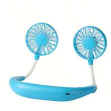 Ventilador de verano portátil, ventilador refrigerado, ventilador de cuello con manos libres, ventilador colgante recargable por USB de 1200 mAh, mini ventilador deportivo con 3 velocidades ajustables, ventilador doble para el hogar y la oficina