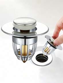 通用水槽弹出式排水塞、按钮式水槽排水塞、浴室水槽塞、防堵塞排水塞、浴缸塞、家用浴室多功能止水塞、浴室配件。