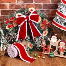 1/2/3 Rolls Christmas Velvet Decorative Ribbons Rolls Craft DIY Fabric Cloth Wire Edge Ribbons For Craft Christmas Holiday Decoration