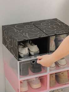 1/4/8 Shoe Boxes, Shoe Racks, Stackable, Individually Detachable, Household Clear, Drawer Style, Plastic Storage Box With Dust Cover - Multicolor - View 2