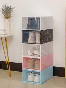 1/4/8 Shoe Boxes, Shoe Racks, Stackable, Individually Detachable, Household Clear, Drawer Style, Plastic Storage Box With Dust Cover - Multicolor - View 5
